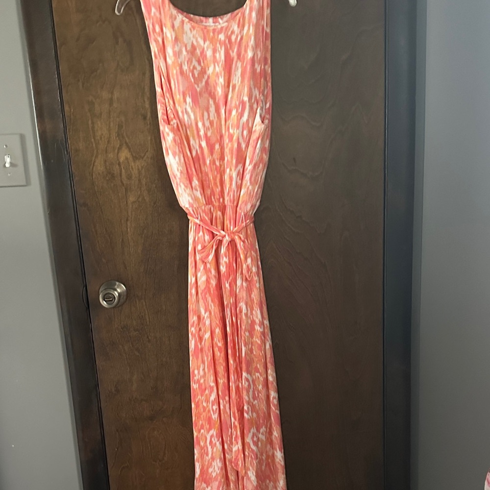 Soma Orange and White Scoop Neck Sundress